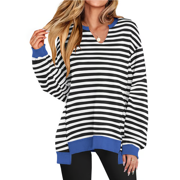 Womens Oversized Sweatshirt V Neck Long Sleeve Tunic Lightweight Pullover