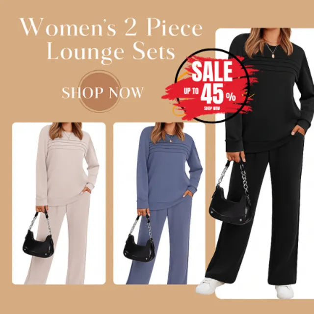 đ„LAST DAY 45% OFFâšWomenâs Crew Neck Lounge Set - Soft Cotton Top & Drawstring Pants (50+ Reviews)