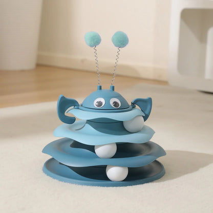 Interactive 3-Layer Cat Toy Tower
