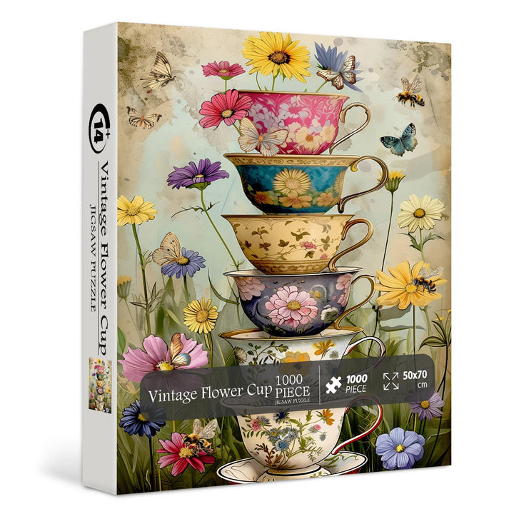 Vintage Flower Cup Jigsaw Puzzle 500 1000 Pieces