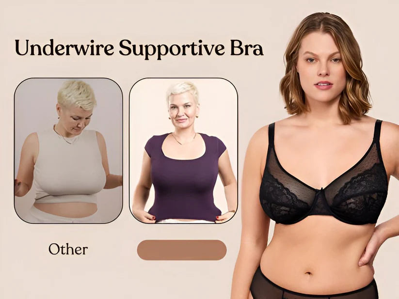 🔥🔥Floral Lace Plus Size Underwire Unlined Unpadded Minimizer Full Coverage Bra