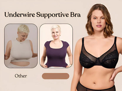 🔥🔥Floral Lace Plus Size Underwire Unlined Unpadded Minimizer Full Coverage Bra
