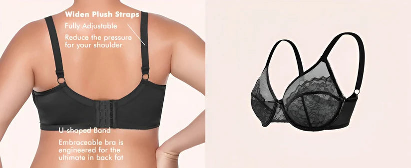 🔥🔥Floral Lace Plus Size Underwire Unlined Unpadded Minimizer Full Coverage Bra