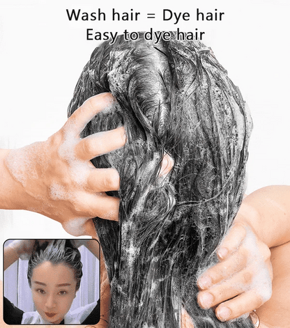 Vegetable hair dye shampoo in bubbles