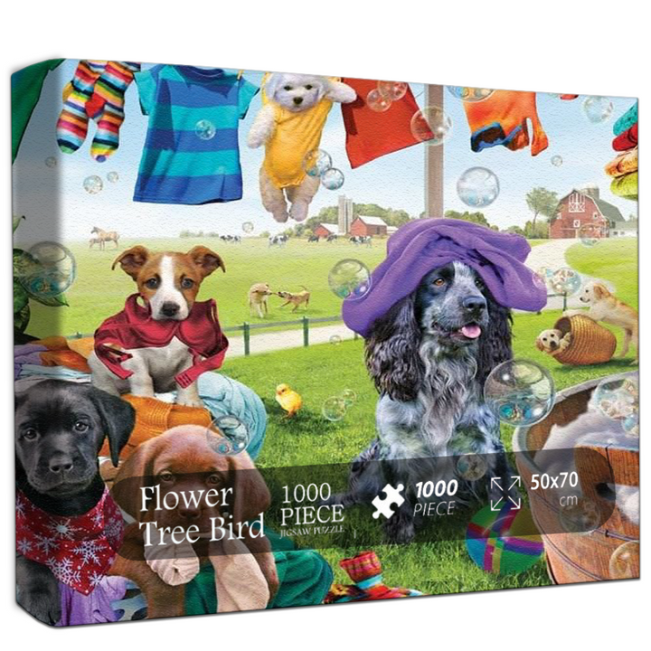 Puppy Laundry Day Jigsaw Puzzle 500 1000 Pieces