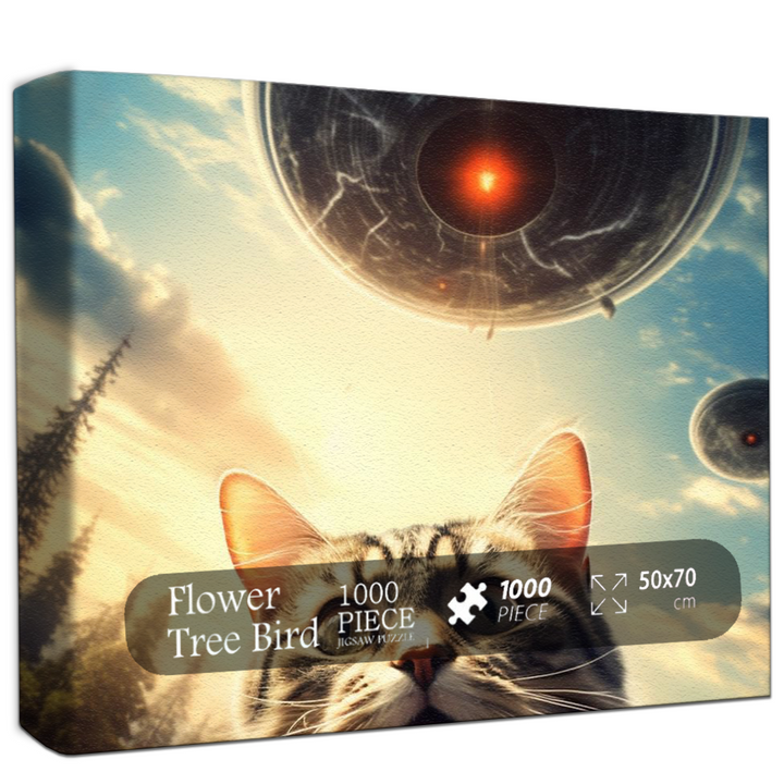 Cat vs Aliens Jigsaw Puzzle 500 1000 Pieces