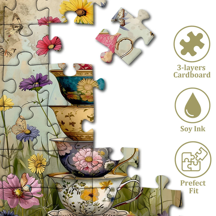 Vintage Flower Cup Jigsaw Puzzle 500 1000 Pieces