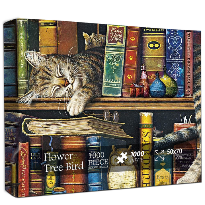 Books and Cat Jigsaw Puzzle 500 1000 Pieces