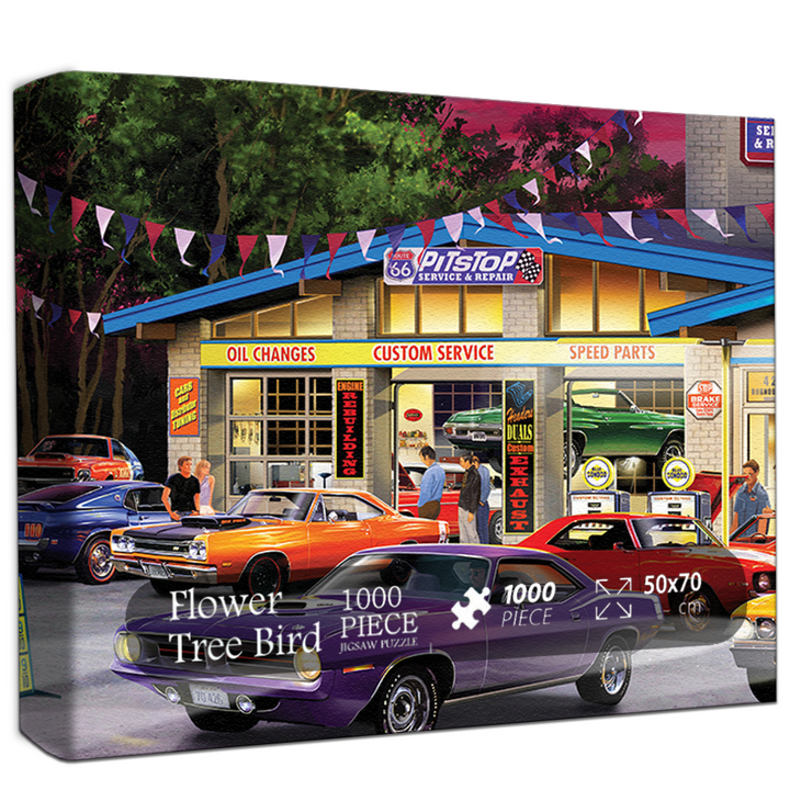 Retro Garage Night Jigsaw Puzzle 500 1000 Pieces