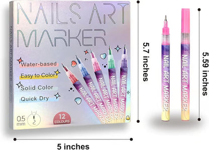 🎨12 Colors Nail Art Pens Set
