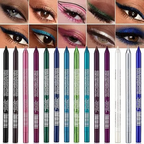 💗LAST DAY PROMOTION - 50%OFF🎁✨14-Pack Eyeliner Pencil Waterproof Colored Paste Liners with Metallic & Shimmer Finishes Smudge-Proof