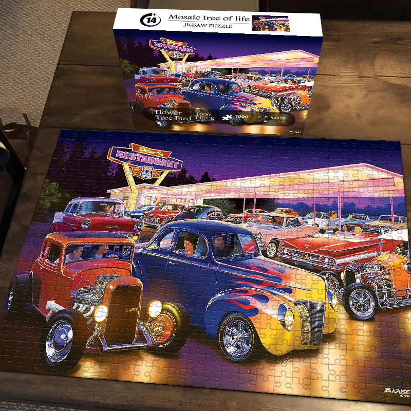 Retro Garage Night Jigsaw Puzzle 500 1000 Pieces