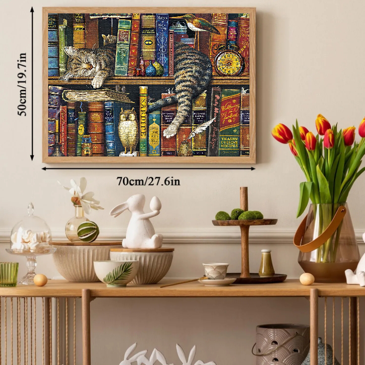 Books and Cat Jigsaw Puzzle 500 1000 Pieces