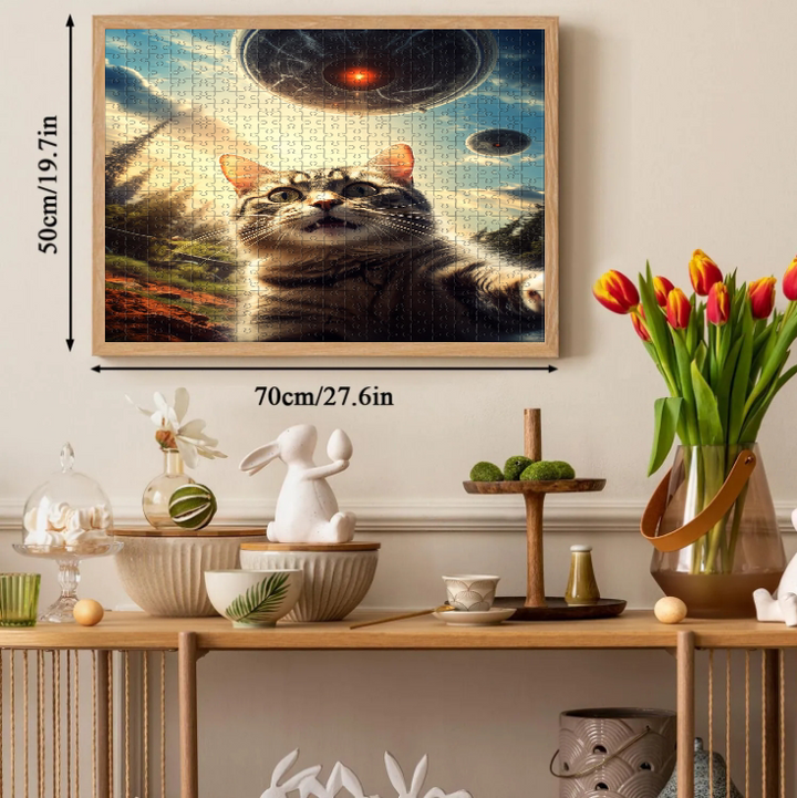 Cat vs Aliens Jigsaw Puzzle 500 1000 Pieces