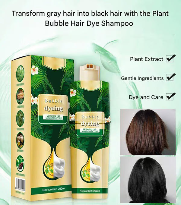 Vegetable hair dye shampoo in bubbles