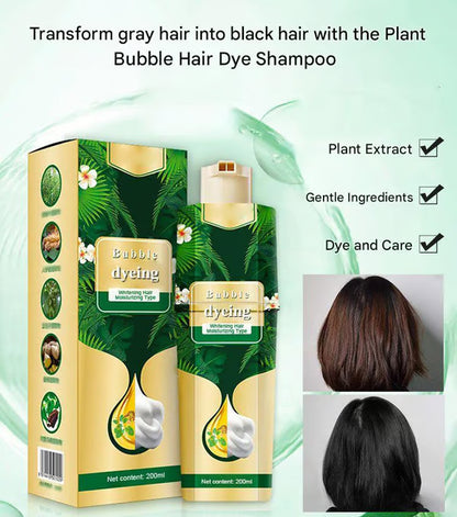 Vegetable hair dye shampoo in bubbles