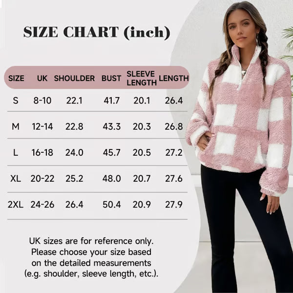 🍂Casual Plaid Pullover – Drop Shoulder Half-Zip Top for Women👩
