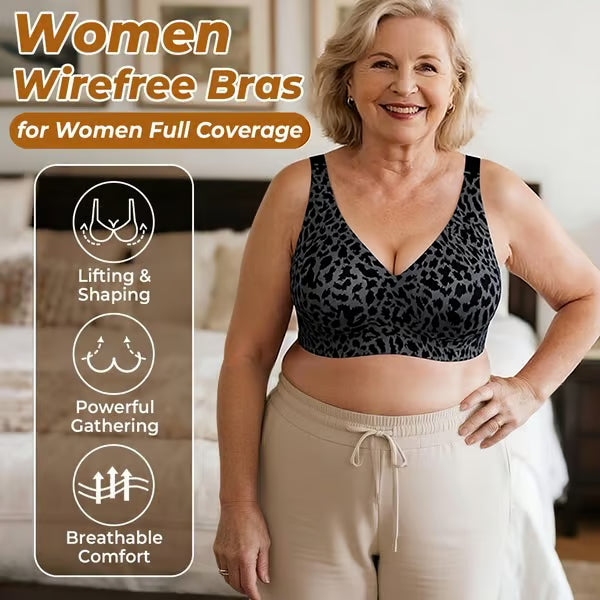 🏆🔥Super Firming Leopard Print Jelly Bra | Women Wirefree Bras 👍No More Sagging Breasts