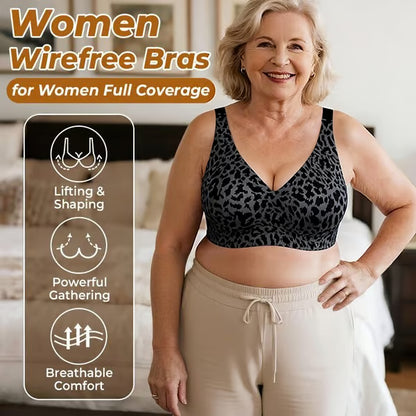 🏆🔥Super Firming Leopard Print Jelly Bra | Women Wirefree Bras 👍No More Sagging Breasts