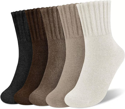 5 Pairs Women's Solid Mid-calf Socks