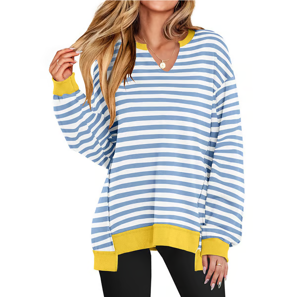 Womens Oversized Sweatshirt V Neck Long Sleeve Tunic Lightweight Pullover