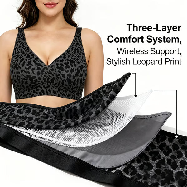 🏆🔥Super Firming Leopard Print Jelly Bra | Women Wirefree Bras 👍No More Sagging Breasts