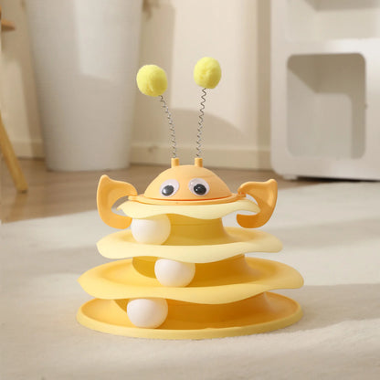 Interactive 3-Layer Cat Toy Tower