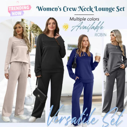 🔥LAST DAY 45% OFF✨Women’s Crew Neck Lounge Set - Soft Cotton Top & Drawstring Pants (50+ Reviews)