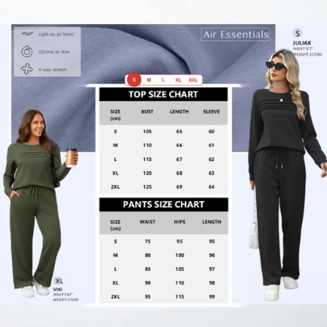 🔥LAST DAY 45% OFF✨Women’s Crew Neck Lounge Set - Soft Cotton Top & Drawstring Pants (50+ Reviews)