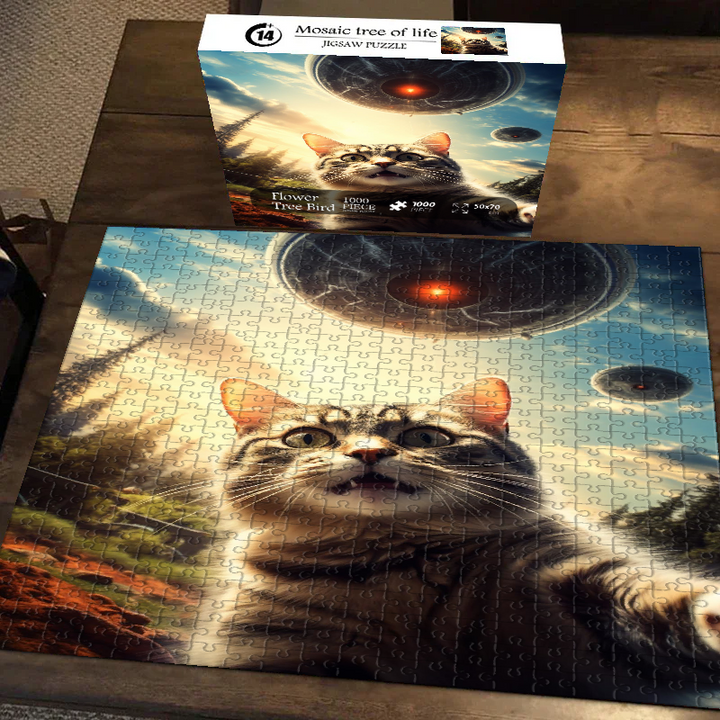 Cat vs Aliens Jigsaw Puzzle 500 1000 Pieces