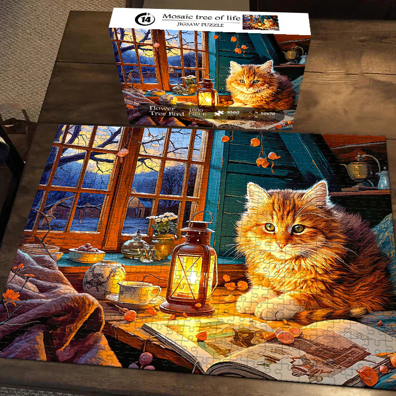 Books and Cat Jigsaw Puzzle 500 1000 Pieces