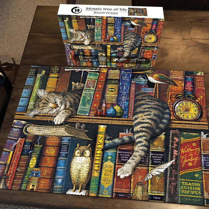 Books and Cat Jigsaw Puzzle 500 1000 Pieces